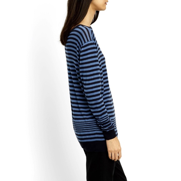 VINCE NWT OVERSIZED STRIPE COTTON/SILK/CASHMERE NEW COASTAL SWEATER. SIZE XS - Picture 2 of 12